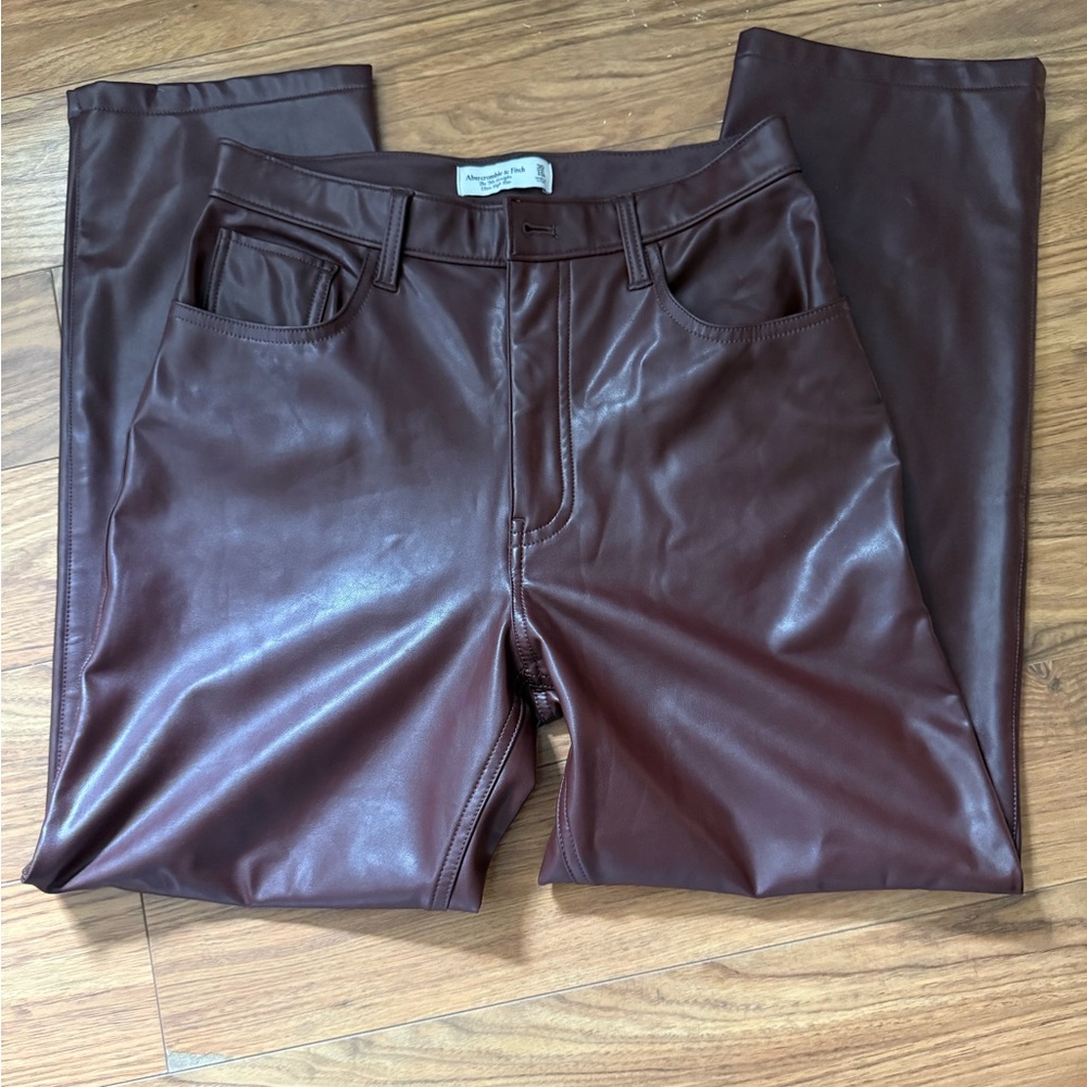 Abercrombie and fitch brown faux leather pants